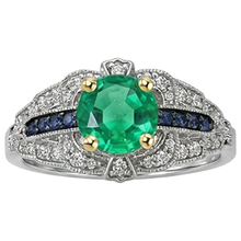 Afbeelding in Gallery-weergave laden, Edelsteen Ring 14K met Colombiaanse Smaragd – hoekaanzicht
