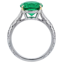 Afbeelding in Gallery-weergave laden, Colombiaanse Smaragd Edelsteen Ring 3 karaat Tweekleurig 14K Goud – bovenaanzicht
