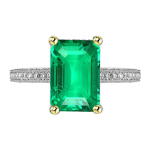 Afbeelding in Gallery-weergave laden, Edelsteen Ring Bicolor 14K Goud met Smaragd – hoofdaanzicht
