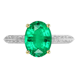 Fijne Smaragd Edelsteen Ring – Vintage 3,50 karaat 14 Karaat