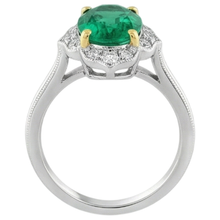Afbeelding in Gallery-weergave laden, Colombiaanse Smaragd Gekleurde Steen Ring 2 karaat Bicolor 14K Goud – detailaanzicht
