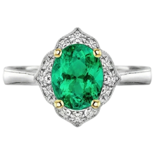 Afbeelding in Gallery-weergave laden, Colombiaanse Smaragd Gekleurde Steen Ring 2 karaat Bicolor 14K Goud – profielaanzicht
