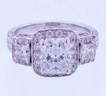 Afbeelding in Gallery-weergave laden, Vintage geïnspireerde 3.50 karaat kussen Natuurlijke echte diamanten ( niet in een laboratorium gekweekt ) jubileum ring
