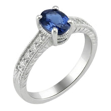 Afbeelding in Gallery-weergave laden, Vintage stijl Ceylon saffier Natuurlijke echte diamanten ( niet in een laboratorium gekweekt ) ring 2 karaat wit goud 14K
