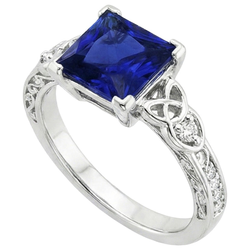 Vintage Stijl Ceylonese Saffier & Natuurlijke uit de aarde gewonnen Diamanten Ring 5.25 Karaat Goud 14K