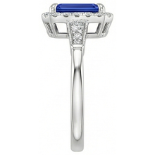 Afbeelding in Gallery-weergave laden, Vintage stijl Halo Ring smaragd Ceylon saffier &amp; Natuurlijke echte diamant ( niet in het laboratorium gekweekt ) 4,25 karaat
