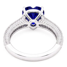 Afbeelding in Gallery-weergave laden, Vintage stijl Natuurlijke echte diamant ( niet in het laboratorium gekweekt )en ring 4 karaat natuurlijke blauwe saffier hart geslepen

