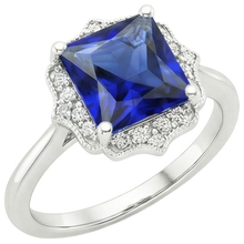Afbeelding in Gallery-weergave laden, Vintage Stijl Natuurlijke uit de aarde gewonnen Diamanten Halo Ring Ceylonese Saffier Edelsteen 6 Karaat Goud

