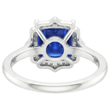 Afbeelding in Gallery-weergave laden, Vintage Stijl Natuurlijke uit de aarde gewonnen Diamanten Halo Ring Ceylonese Saffier Edelsteen 6 Karaat Goud
