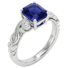 Afbeelding in Gallery-weergave laden, Vintage Stijl Natuurlijke uit de aarde gewonnen Diamant en Ceylon Saffier Smaragdslijpsel Ring 5.50 Karaat
