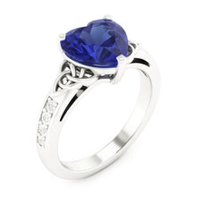 Afbeelding in Gallery-weergave laden, Vintage stijl edelsteen ring hart geslepen saffier &amp; Natuurlijke echte diamant ( niet in het laboratorium gekweekt )en 3,50 karaat
