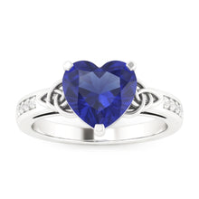 Afbeelding in Gallery-weergave laden, Vintage stijl edelsteen ring hart geslepen saffier &amp; Natuurlijke echte diamant ( niet in het laboratorium gekweekt )en 3,50 karaat
