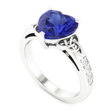 Afbeelding in Gallery-weergave laden, Vintage stijl edelsteen ring hart geslepen saffier &amp; Natuurlijke echte diamant ( niet in het laboratorium gekweekt )en 3,50 karaat
