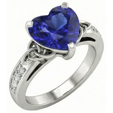 Afbeelding in Gallery-weergave laden, Vintage stijl edelsteen ring hart geslepen saffier &amp; Natuurlijke echte diamant ( niet in het laboratorium gekweekt )en 3,50 karaat
