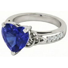 Afbeelding in Gallery-weergave laden, Vintage stijl edelsteen ring hart geslepen saffier &amp; Natuurlijke echte diamant ( niet in het laboratorium gekweekt )en 3,50 karaat
