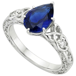 Natuurlijke Echte (Niet Labgekweekt) Vintage Stijl Gouden Ring Filigraan Schacht Peer Blauwe Saffier 5.25 Karaat
