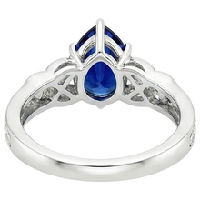 Afbeelding in Gallery-weergave laden, Natuurlijke Echte (Niet Labgekweekt) Vintage Stijl Gouden Ring Filigraan Schacht Peer Blauwe Saffier 5.25 Karaat
