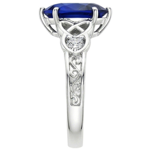 Afbeelding in Gallery-weergave laden, Natuurlijke Echte (Niet Labgekweekt) Vintage Stijl Gouden Ring Filigraan Schacht Peer Blauwe Saffier 5.25 Karaat

