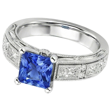 Afbeelding in Gallery-weergave laden, Vintage Stijl Prinses Ceylonsaffier &amp; Natuurlijke uit de aarde gewonnen Diamanten Ring 5.50 Karaat
