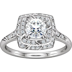 Vintage stijl ronde diamanten halo ring met accenten 1,79 ct.