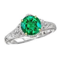 Tweekleurig 14K Goud Vintage Fijne Smaragd Edelsteen Ring 2,50