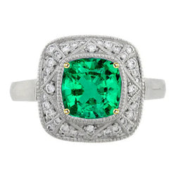 3 karaat Colombiaanse Smaragd Edelsteen Ring in Bicolor 14K Goud