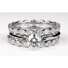 Afbeelding in Gallery-weergave laden, Vintage Look Ronde Echt Diamanten Verlovingsring Set Wit Goud 14K 2 Karaat
