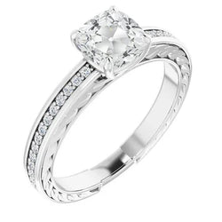 Vintage Stijl Dames Ring Kussen Oud Geslepen Natuurlijke uit de aarde gewonnen Diamant 5.75 Karaat