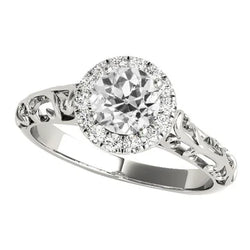 Vintage Stijl Halo Ronde Oud Europees Geslepen Natuurlijke uit de aarde gewonnen Diamanten Ring 3.25 Karaat