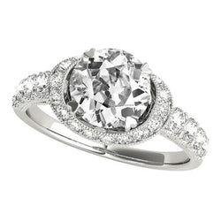 Vintage Stijl Halo Rond Oud Mijn Slijpsel Echte Natuurlijke uit de aarde gewonnen Diamanten 6 Karaat Milgrain