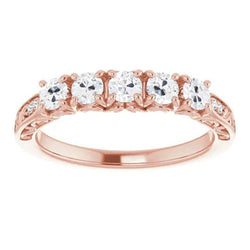 Vintage Stijl Halve Eeuwigheid Band Oude Mijnwerker Echt Diamond Prong Set 4 Karaat