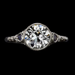 Echte Vintage Stijl Oude Mijnwerker Natuurlijke uit de aarde gewonnen Diamant & Hart Saffieren Ring 3.50 Karaat