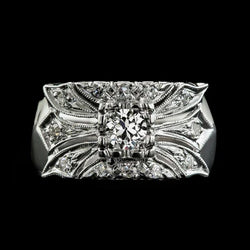 Vintage Stijl Oude Mijnwerker Echt Diamanten Damesring 2 Karaat Goud Milgrain