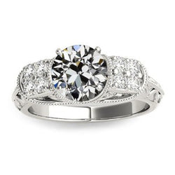 Vintage Stijl Ronde Oud Geslepen Natuurlijke uit de aarde gewonnen Diamanten Ring Goud 3.25 Karaat