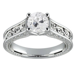 Vintage Stijl Solitaire Oud Geslepen Natuurlijke uit de aarde gewonnen Diamanten Ring 2 Karaat Filigraan Goud