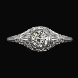 Vintage Stijl Solitaire Ring Oude Mijn Geslepen Echt Diamant 1,50 Karaat Filigraan
