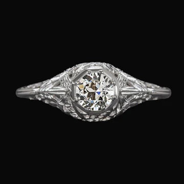 Vintage Stijl Solitaire Ring Oude Mijn Geslepen Echt Diamant 1,50 Karaat Filigraan