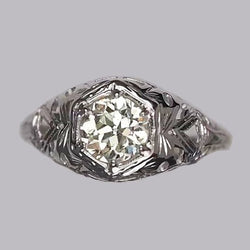 Vintage Stijl Solitaire Ring Ronde oude Mijn Geslepen Echt Diamant 1,25 Karaat