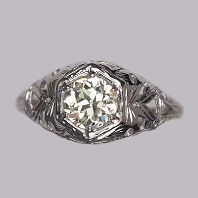 Vintage Stijl Solitaire Ring Ronde oude Mijn Geslepen Echt Diamant 1,25 Karaat