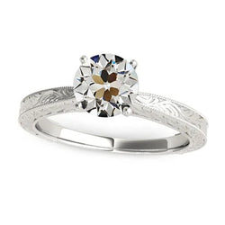 Vintage Stijl Solitaire Ronde Oude Mijnwerker Natuurlijke uit de aarde gewonnen Diamanten Ring 2 Karaat