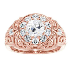 Trouwring in vintage stijl met ronde, oudgeslepen, uit de aarde gewonnen diamant van 5.25 karaat