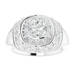 Vintage Stijl Kussen Oud Mijn Slijpsel Echte Natuurlijke uit de aarde gewonnen Diamanten Fantasie Ring 3.25 Karaat