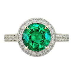 Luxe Vintage Smaragd Sieraadsteen Ring – 2,50 karaat 14 Karaat