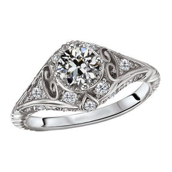 Old Mine Slijpvorm Diamant Aanzoek Ring – 3 karaat in 14K Witgoud