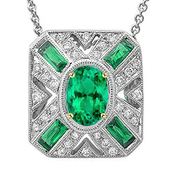 Luxe Fijne Smaragd Steen Halsketting – 3 karaat Tweekleurig 14K