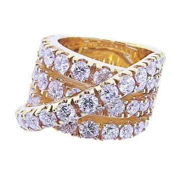 Vintage Type Natuurlijk Diamanten Ronde Fancy Ring Geel Goud 14K 3,57 Karaat
