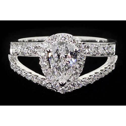 Vintage Type Peer Echt Diamanten Jubileum Ring Wit Goud 14K 2,50 Karaat