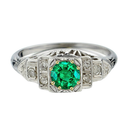 Vintage Gekleurde Steen Ring – Colombiaanse Smaragd 2 karaat 14