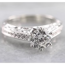 Afbeelding in Gallery-weergave laden, Vintage Stijl Echt Diamanten Verlovingsring 1,50 Karaat Witgoud 14K
