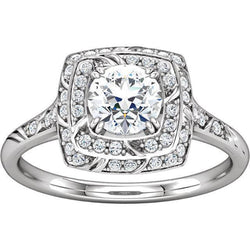 Vintage Stijl Ronde Echt Diamanten Halo Ring Met Accenten 1,79 ct.